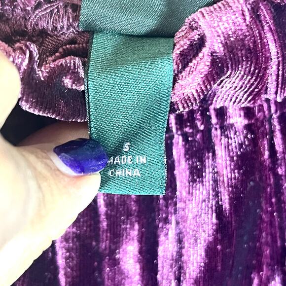 Wild Fable Velvet High Rise Ribbed Plum Flare Bell Bottom Pants Size Small - Picture 5 of 6